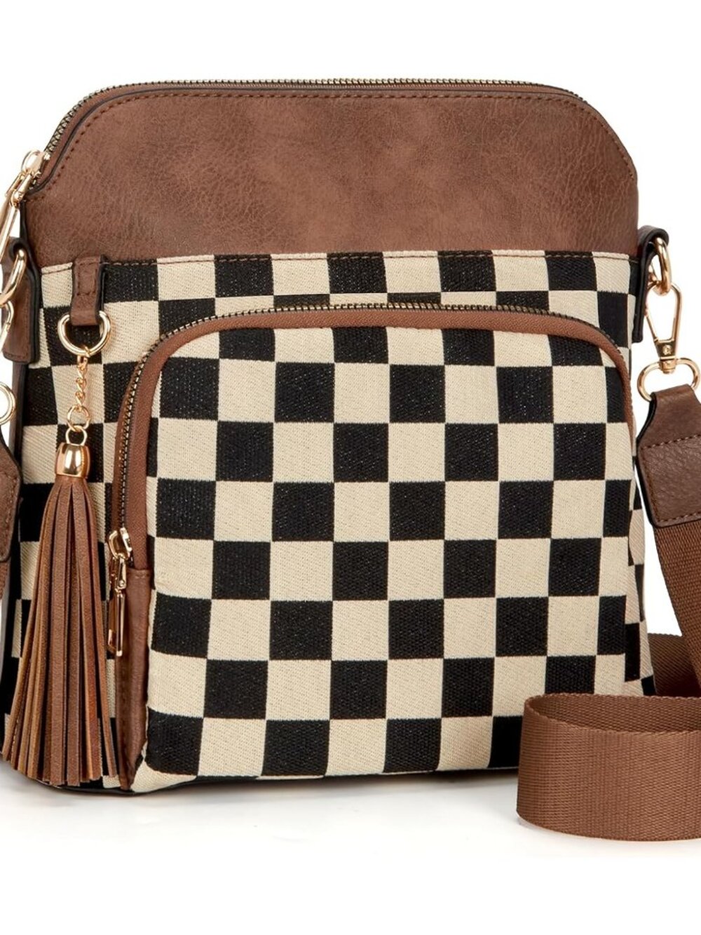 Checkered Crossbody Purses for Women Plaid Medium Cross Body Wallet Trendy Over